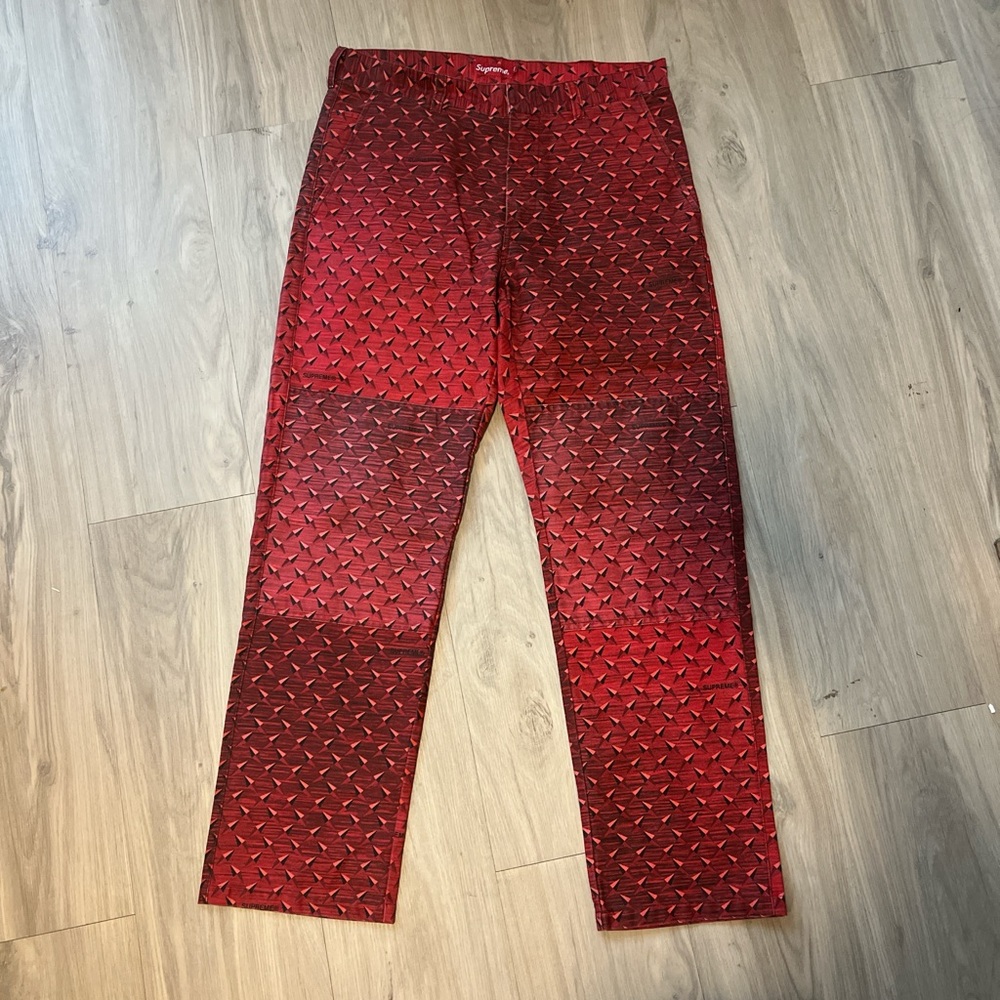 Supreme Red Diamonded Relaxed Jeans